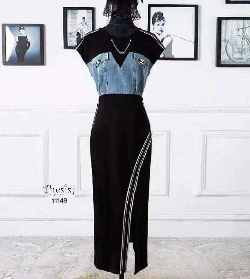 ĐẦMJEAN PHỐI THUN KẺ SỌC